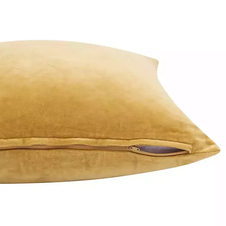 Pillows>Kirklands Home Ochre Velvet Handmade Throw Pillow Yellow