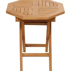 Kirklands Home Octagonal Wood Slatted Outdoor Accent Table Brown Sale
