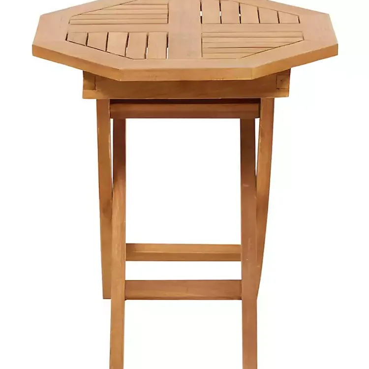 Kirklands Home Octagonal Wood Slatted Outdoor Accent Table Brown Sale
