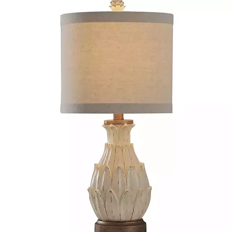 Kirklands Home Off Beige Distressed Artichoke Table Lamp White New