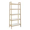 Kirklands Home Off White Wood Shelves with Natural Frame Bookcase Clearance
