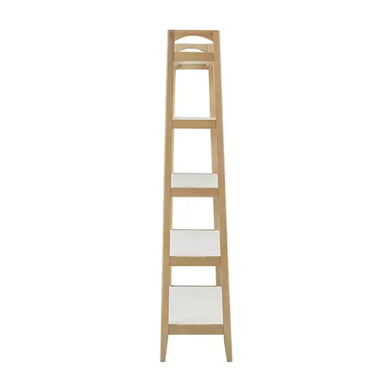 Kirklands Home Off White Wood Shelves with Natural Frame Bookcase Clearance