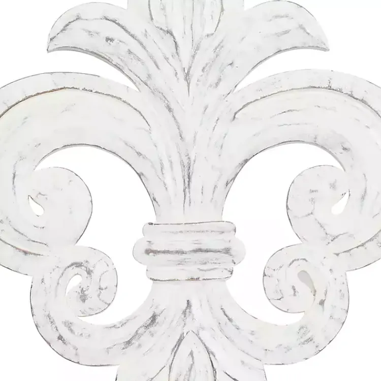 Kirklands Home Off-White Distressed Fleur De Lis Wall Decoration Ivory Hot