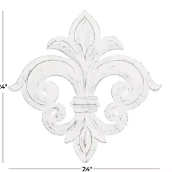Kirklands Home Off-White Distressed Fleur De Lis Wall Decoration Ivory Hot