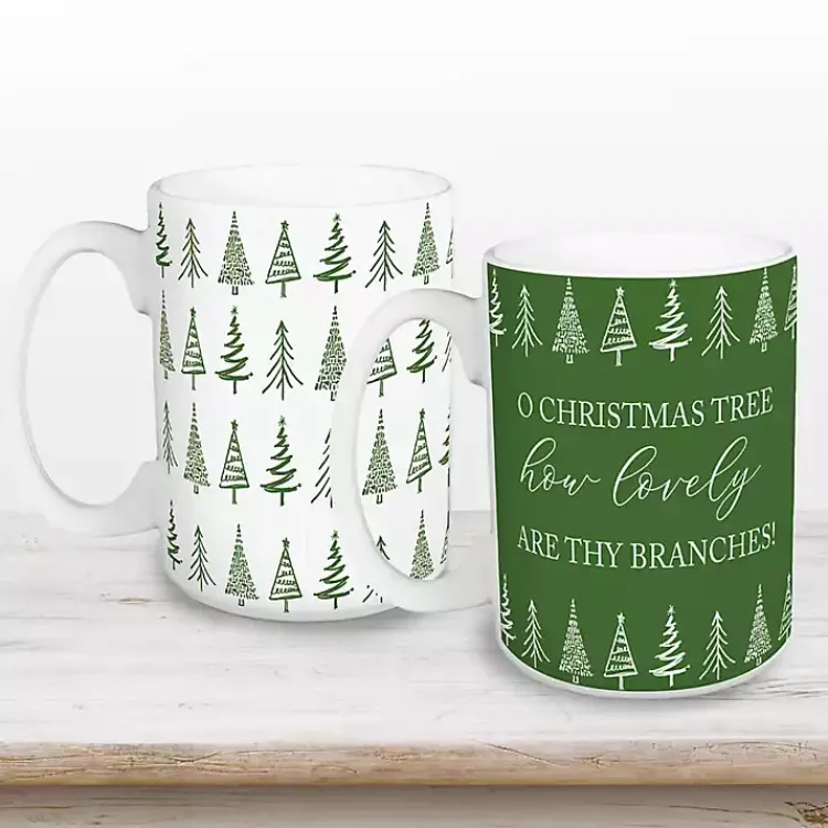 Christmas Dining & Entertaining>Kirklands Home Oh Christmas Tree Mugs, Set of 2