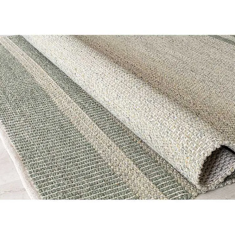 Kirklands Home Olive Striped Border Area Rug Green Discount