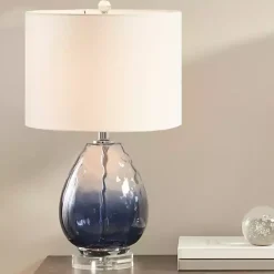 Kirklands Home Ombre Blue Glass Teardrop Table Lamp White Best