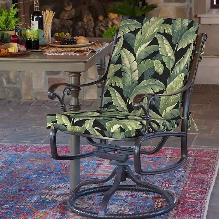 Kirklands Home Onyx Cebu Luxe Outdoor Dining Chair Cushion Black New