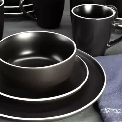Kirklands Home Onyx Eliza 16-pc. Dinnerware Set Black
