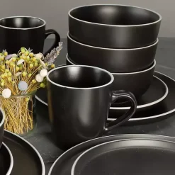 Kirklands Home Onyx Eliza 16-pc. Dinnerware Set Black