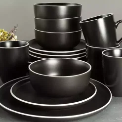 Kirklands Home Onyx Eliza 16-pc. Dinnerware Set Black