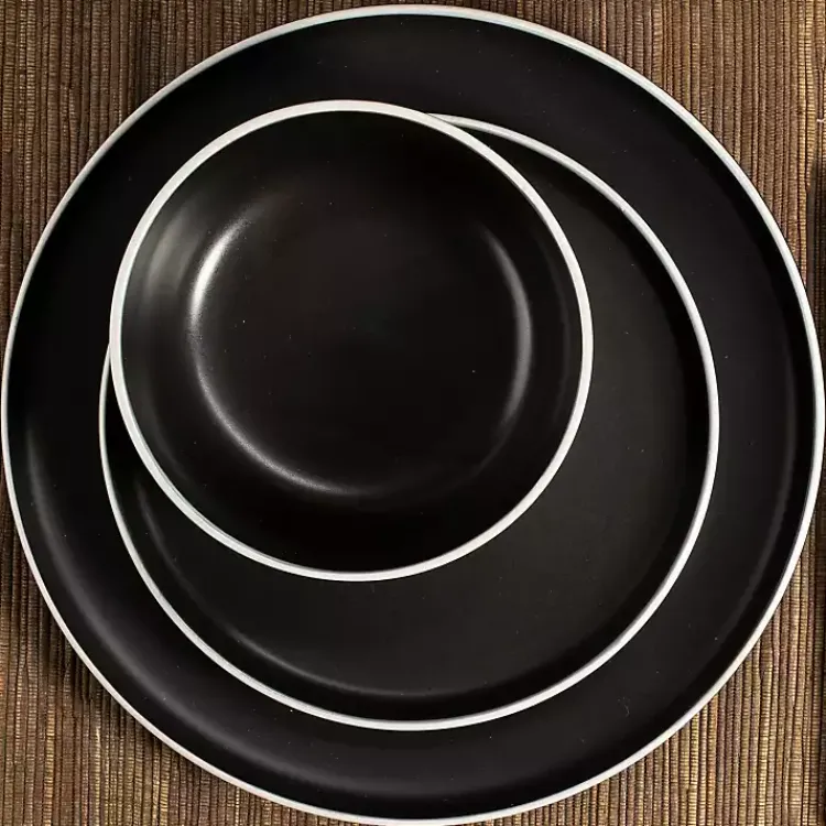 Kirklands Home Onyx Eliza 12-pc. Dinnerware Set Black New