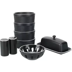 Kirklands Home Onyx Stoneware 7-pc. Kitchen Accessories Set Black Outlet