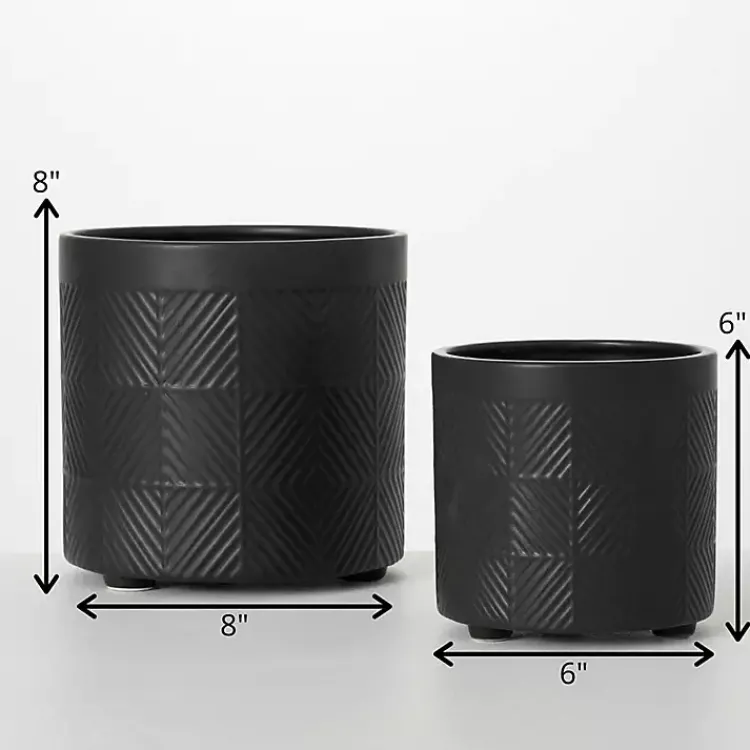 Kirklands Home Onyx Textured Ceramic Footed Planters, Set of 2 Black Sale