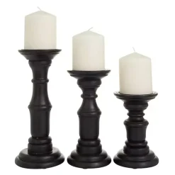 Candle Holders>Kirklands Home Onyx Turned Wood 3-pc. Candle Holder Set Black