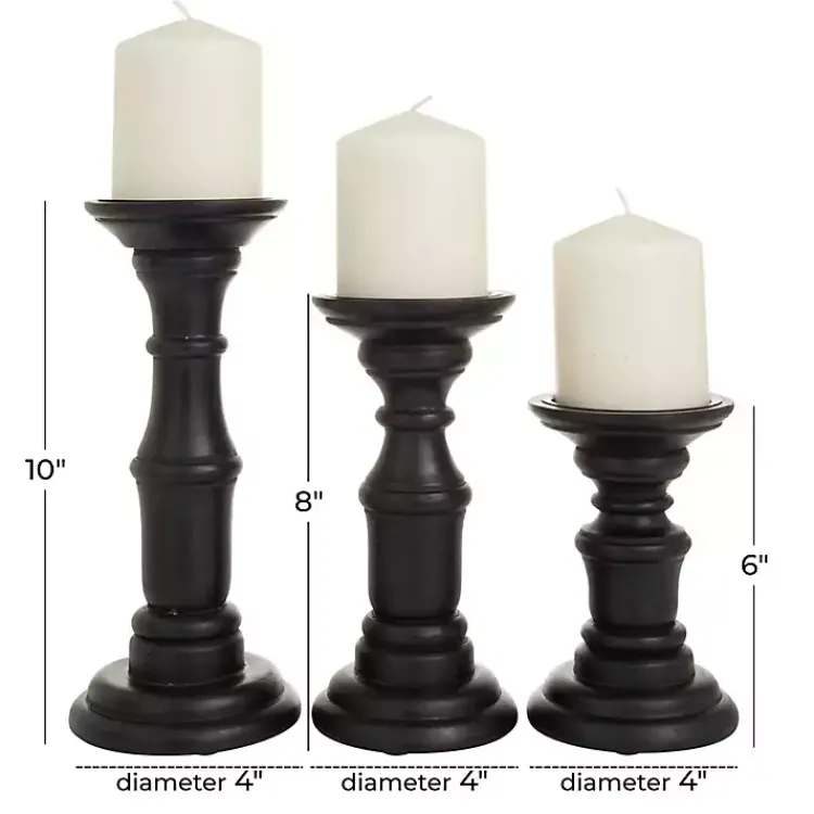 Candle Holders>Kirklands Home Onyx Turned Wood 3-pc. Candle Holder Set Black