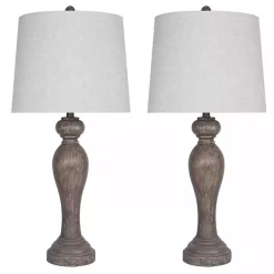 Kirklands Home Opal Rustic Wood Table Lamps, Set of 2 Gray Sale