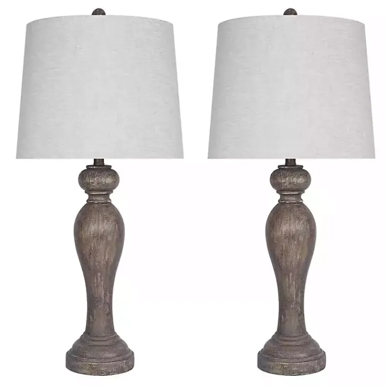 Kirklands Home Opal Rustic Wood Table Lamps, Set of 2 Gray Sale