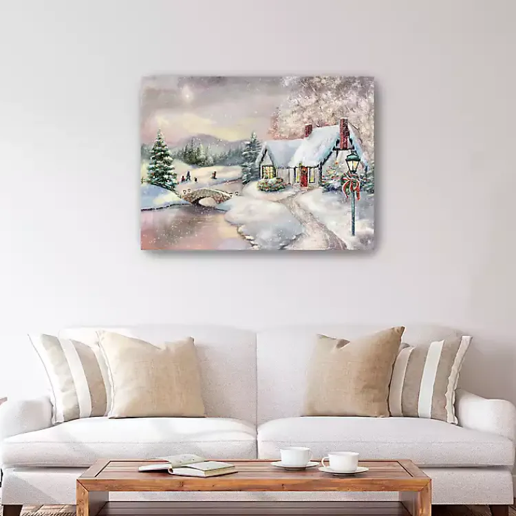 Christmas Art & Wall Decor>Kirklands Home Opal Snowy Christmas House Giclee Canvas Art Print Multi
