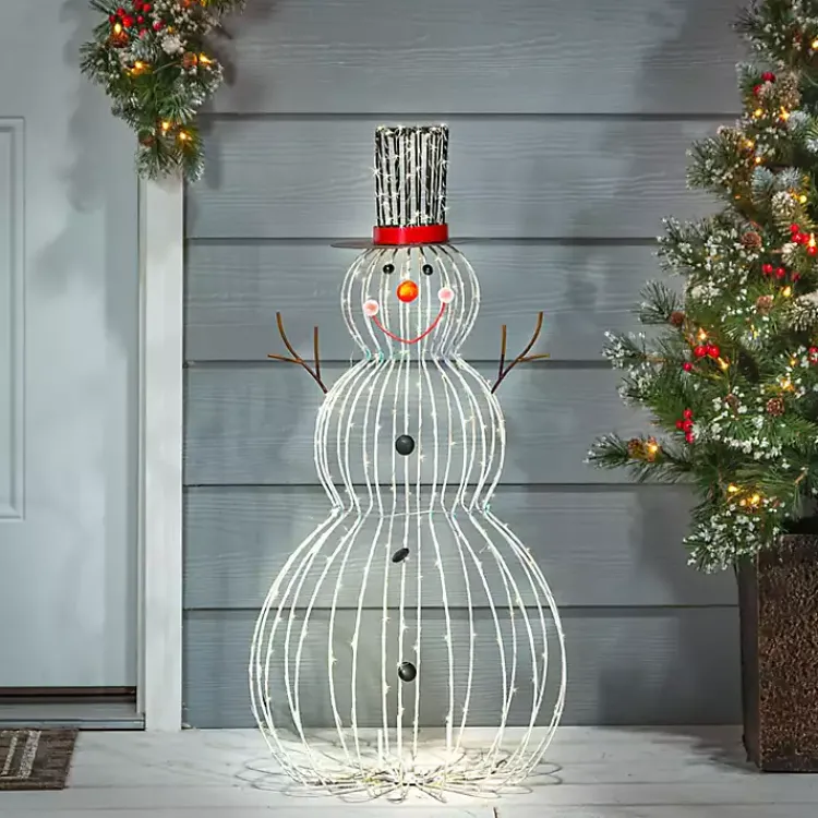 Outdoor Christmas Decorations>Kirklands Home Open Frame Metal LED Snowman White