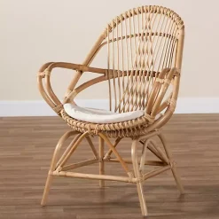 Kirklands Home Open Woven Rattan Accent Chair White