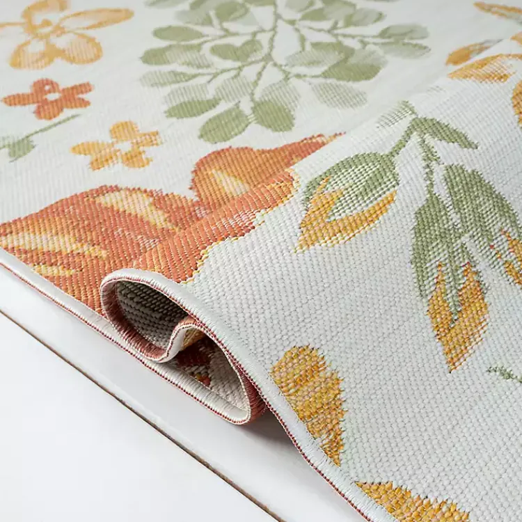 Kirklands Home Orange & Green Floral Reversible Outdoor Rug, 5x7 Online