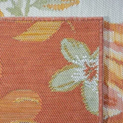 Kirklands Home Orange & Green Floral Reversible Outdoor Rug, 5x7 Online