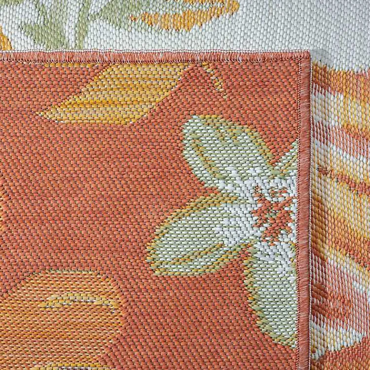 Kirklands Home Orange & Green Floral Reversible Outdoor Rug, 5x7 Online