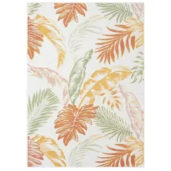 Kirklands Home Orange & Green Palms Reversible Outdoor Rug, 5x7 Best