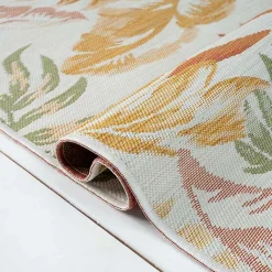 Kirklands Home Orange & Green Palms Reversible Outdoor Rug, 5x7 Best