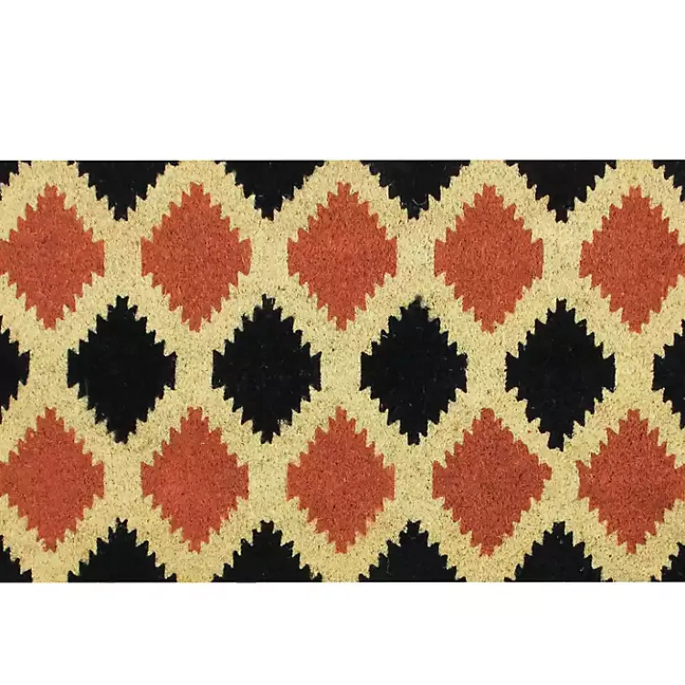 Kirklands Home Orange and Black Western Diamond Doormat Clearance