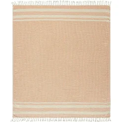 Blankets & Throws>Kirklands Home Orange and White Stripes Cotton Throw