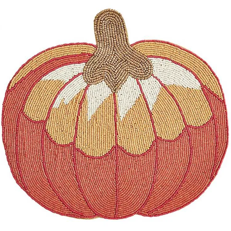 Kirklands Home Orange Beaded Pumpkin Harvest Placemats, Set of 4 Best