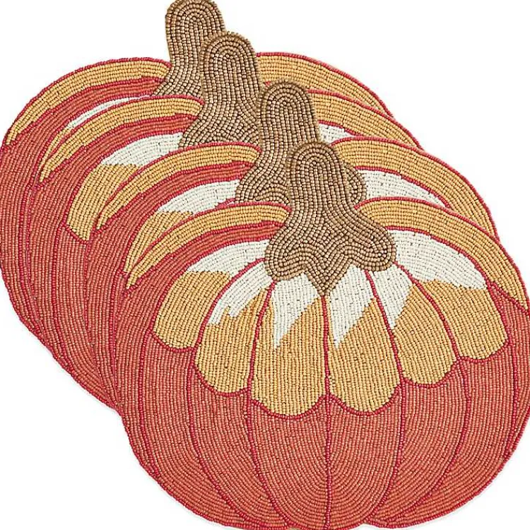 Kirklands Home Orange Beaded Pumpkin Harvest Placemats, Set of 4 Best