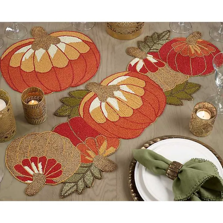 Kirklands Home Orange Beaded Pumpkin Harvest Placemats, Set of 4 Best