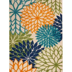 Kirklands Home Orange Bright Floral Burst Outdoor Area Rug, 5x7 Sale