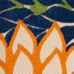 Kirklands Home Orange Bright Floral Burst Outdoor Area Rug, 5x7 Sale