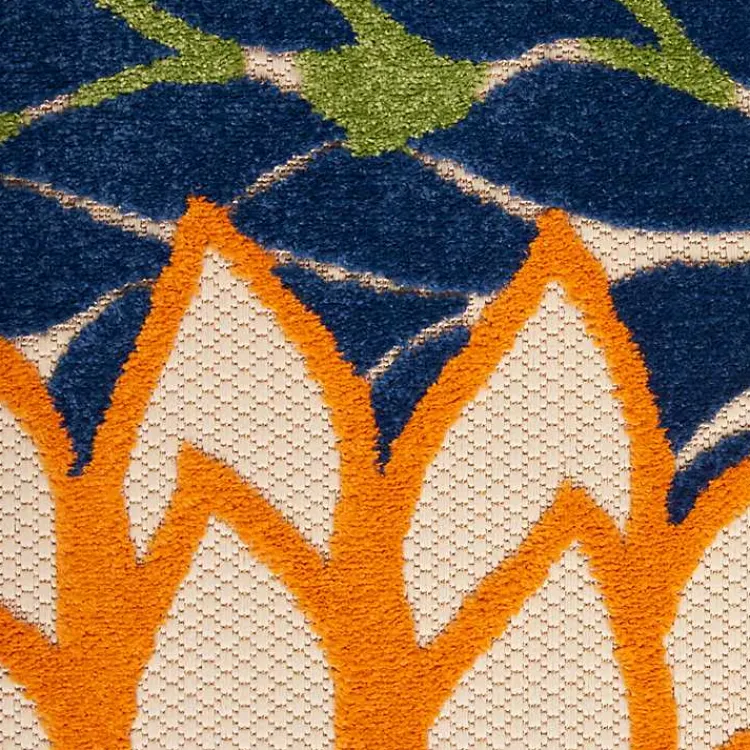 Kirklands Home Orange Bright Floral Burst Outdoor Area Rug, 5x7 Sale