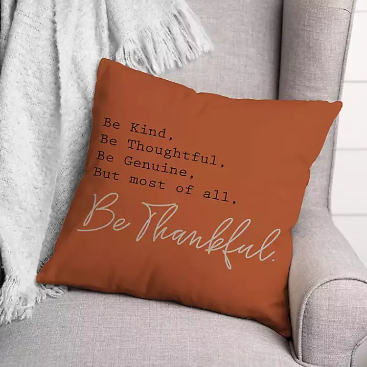 Fall>Kirklands Home But Most Of All Be Thankful Pillow Orange