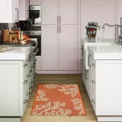 Kirklands Home Orange Coral Indoor/Outdoor Rug, 3x4 New