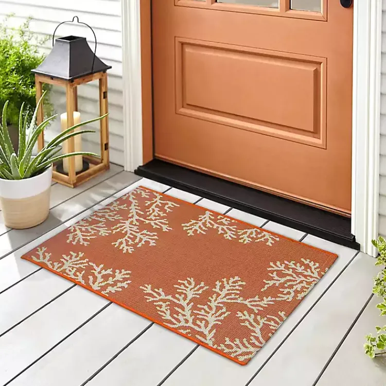 Kirklands Home Orange Coral Indoor/Outdoor Rug, 3x4 New
