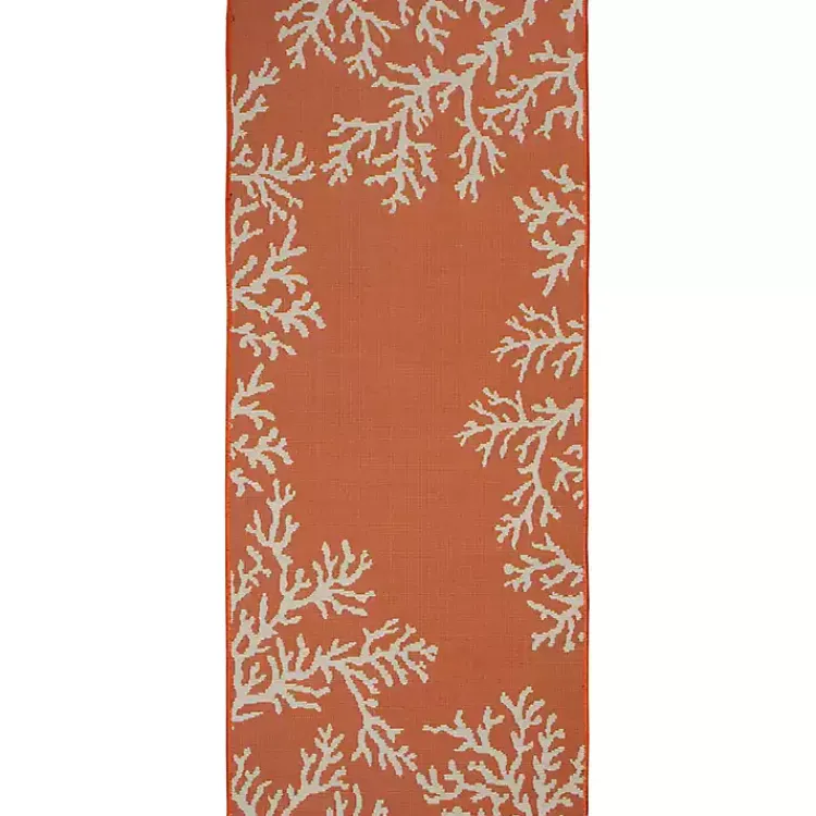 Kirklands Home Coral Indoor/Outdoor Runner, 1x4 Orange New