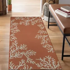 Kirklands Home Coral Indoor/Outdoor Runner, 1x4 Orange New