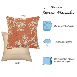 Kirklands Home Orange Coral Woven Outdoor Throw Pillow Outlet