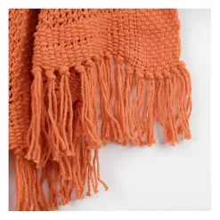 Blankets & Throws>Kirklands Home Cotton Tassel Throw Orange