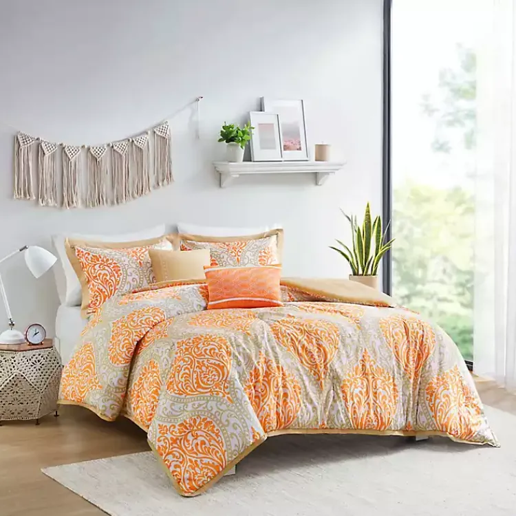 Kirklands Home Orange Damask 5-pc. Full/Queen Comforter Set Best