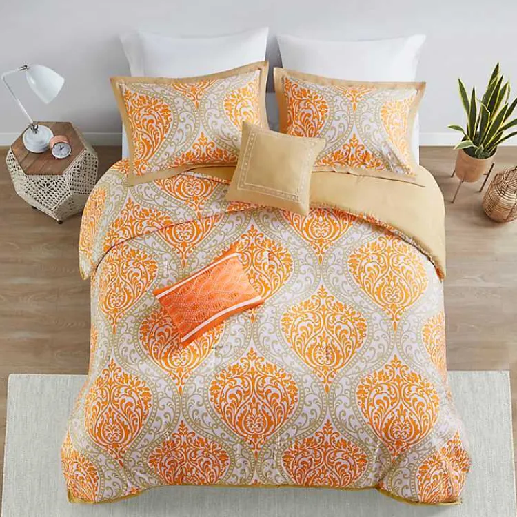 Kirklands Home Orange Damask 5-pc. Full/Queen Comforter Set Best