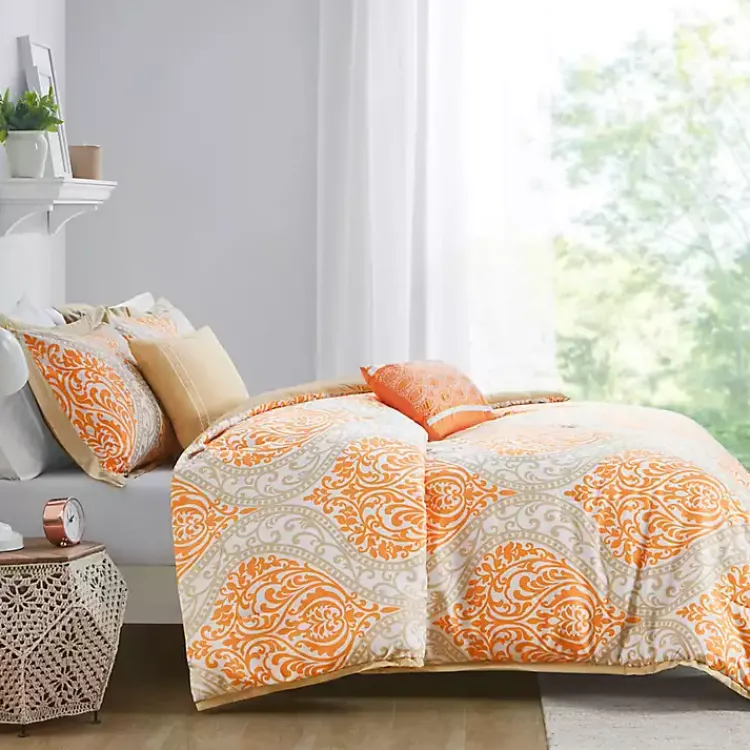 Kirklands Home Orange Damask 5-pc. Full/Queen Comforter Set Best