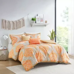 Kirklands Home Orange Damask 4-pc. Twin/Twin XL Comforter Set