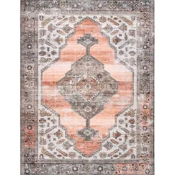 Kirklands Home Orange Distressed Medallion Washable Area Rug, 4x6 Hot